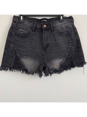 Fashion Nova Distressed Denim High Rise With Ripped Details Shorts Size 9